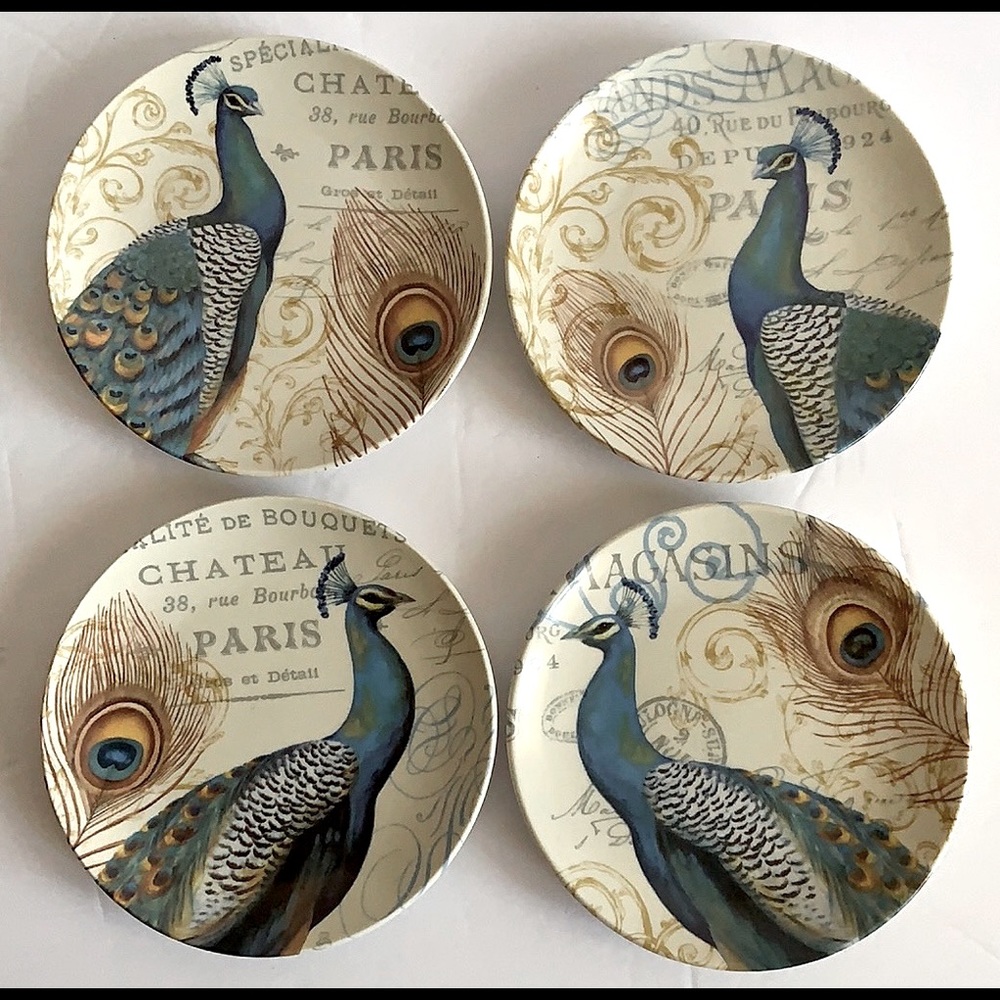 Cracker Barrel PEACOCK PLATES - 6” Porcelain Small Plates